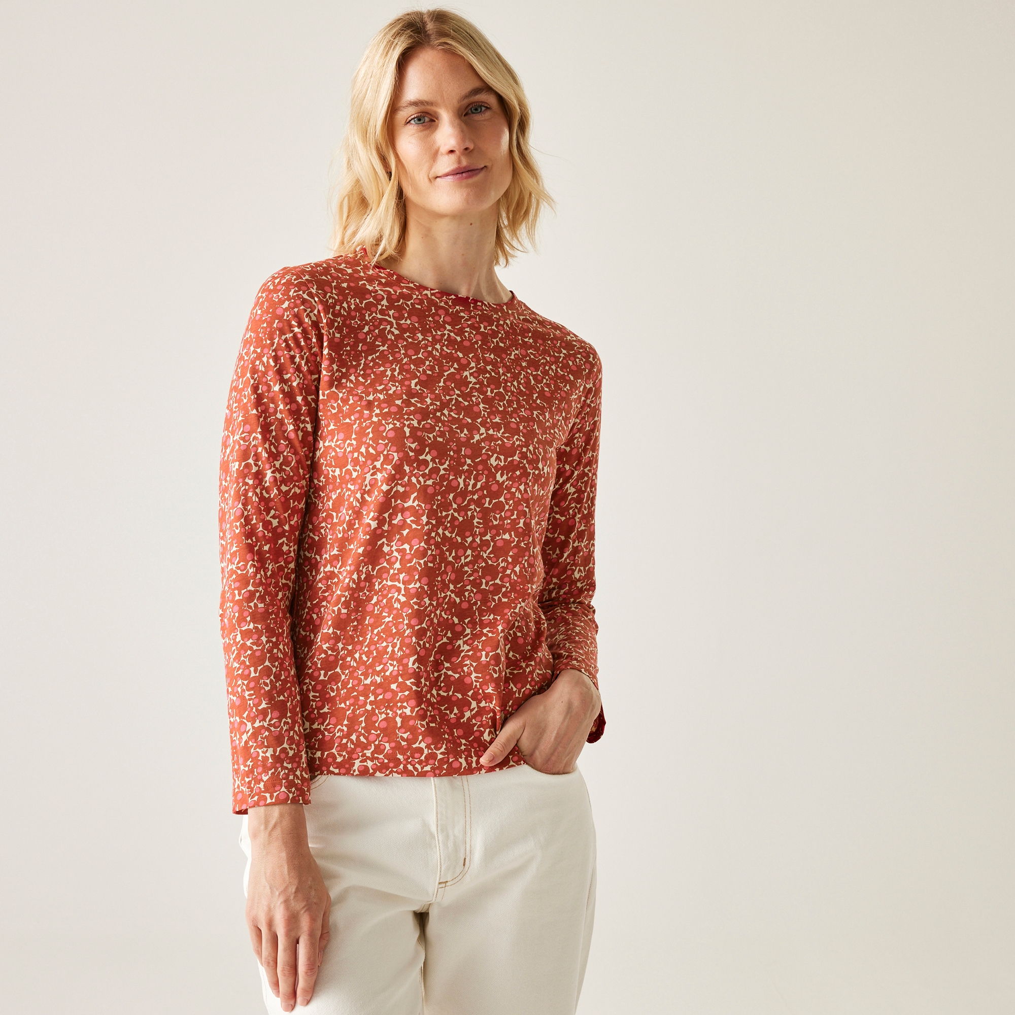 Regatta Orla Kiely Long Sleeve Winter Tee Size: 8 Women's Red