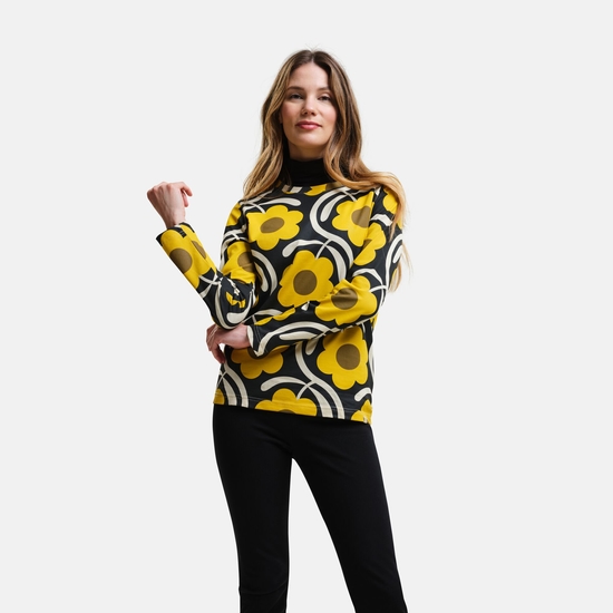 Orla Kiely - Damska bluzka z długim rękawem Winter Żółty we wzór