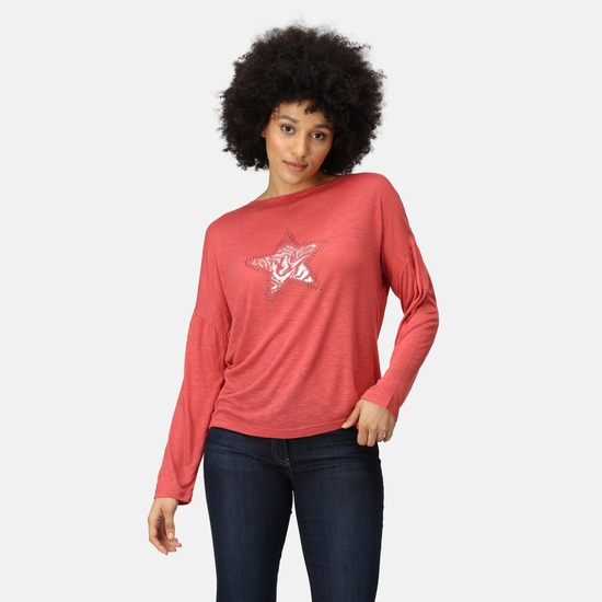 Carlene Femme T-shirt à imprimé graphique Rouge