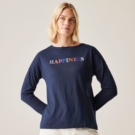 Women's Carlene Graphic T-Shirt Navy Happiness