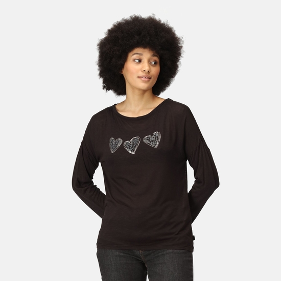 Women's Carlene Graphic T-Shirt Black Hearts