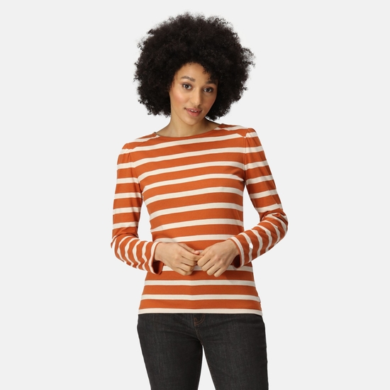 Women's Federica Striped T-Shirt Burnt Copper Light Vanilla