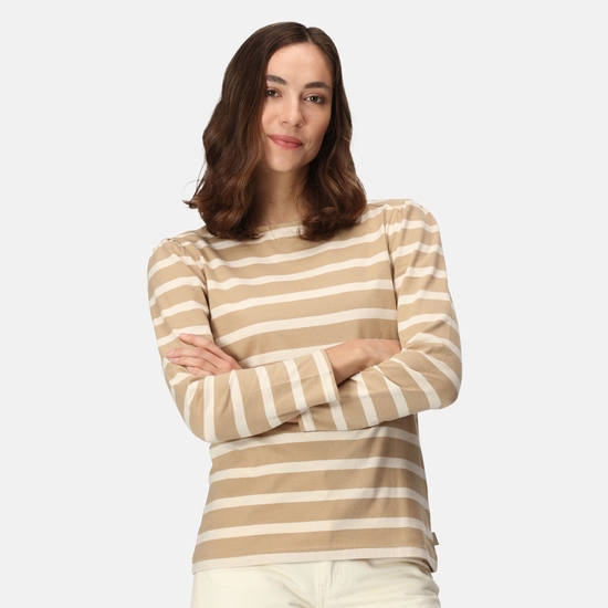 Federica gestreiftes T-Shirt für Damen Creme