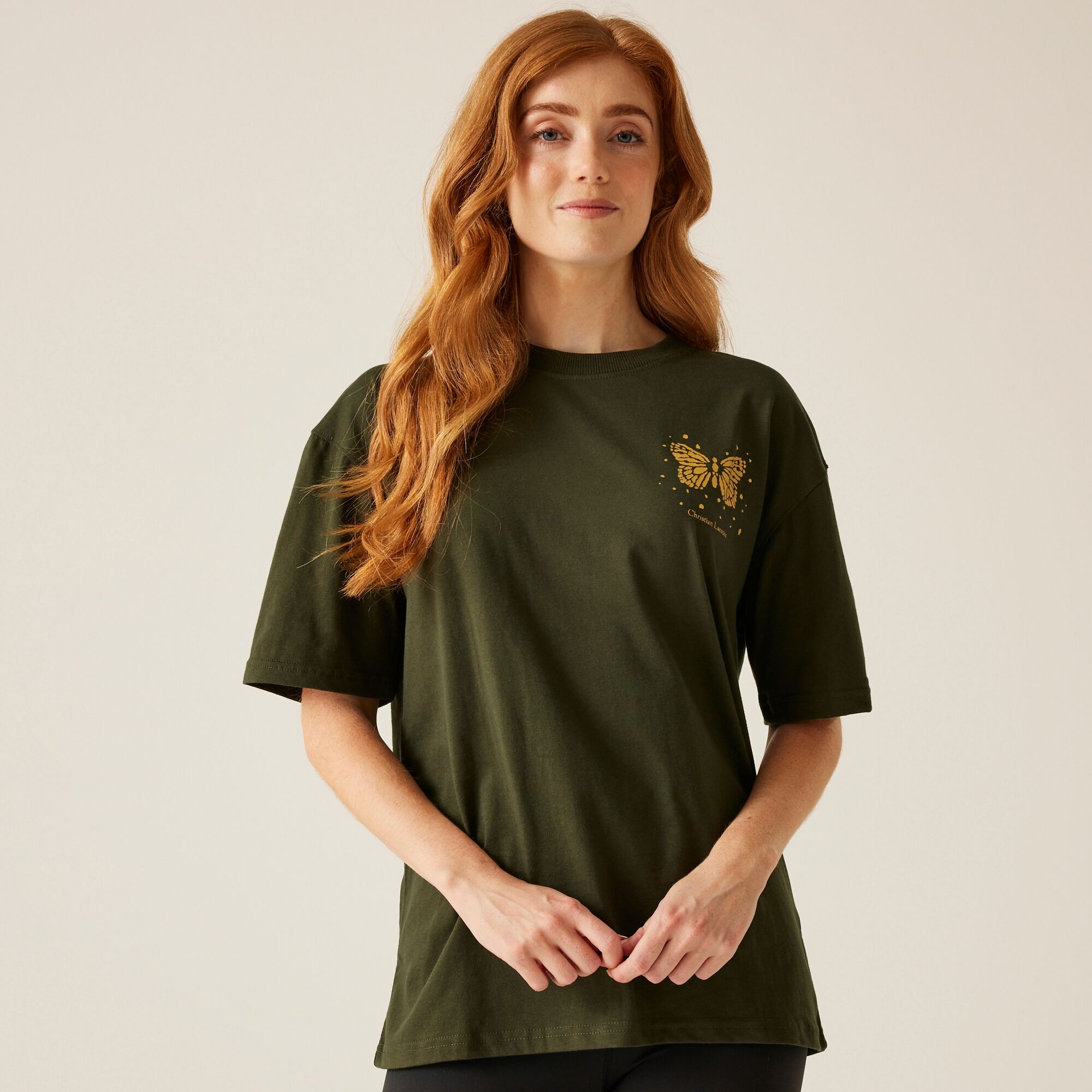 Regatta Christian Lacroix Damska koszulka z krótkim rękawem oversize Bellegarde Ciemne khaki