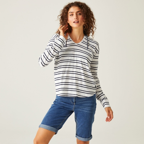 Minerve Femme Sweat à capuche col en V Blanc
