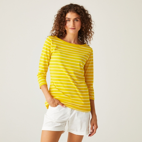 Women's Bayletta 3/4 Sleeve Top Yellow Maize White