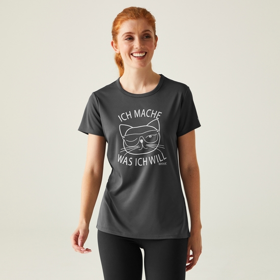 Women's Fingal Slogan T-Shirt Seal Grey