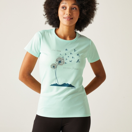 Women's Fingal Slogan T-Shirt Bleached Aqua