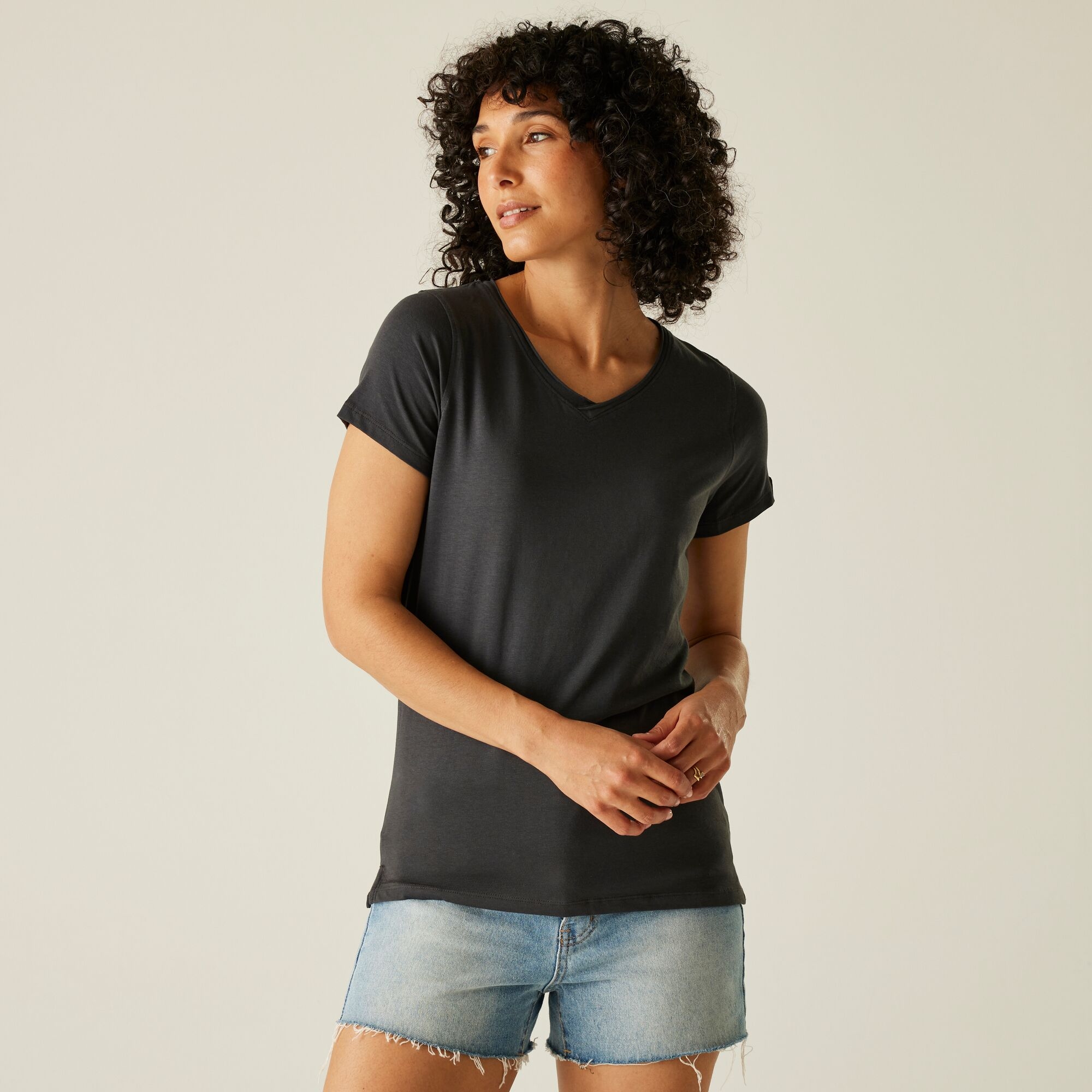 Regatta Damska Koszulka Elkie V-neck Szary, Rozmiar: 36