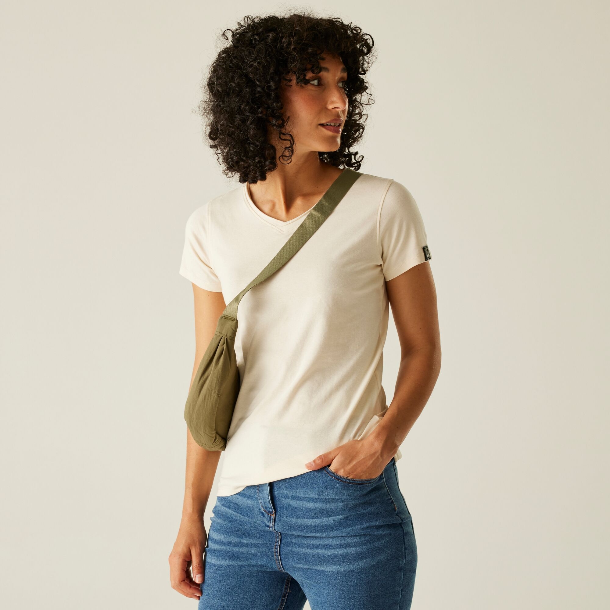 Damska koszulka Elkie V-Neck Kremowy