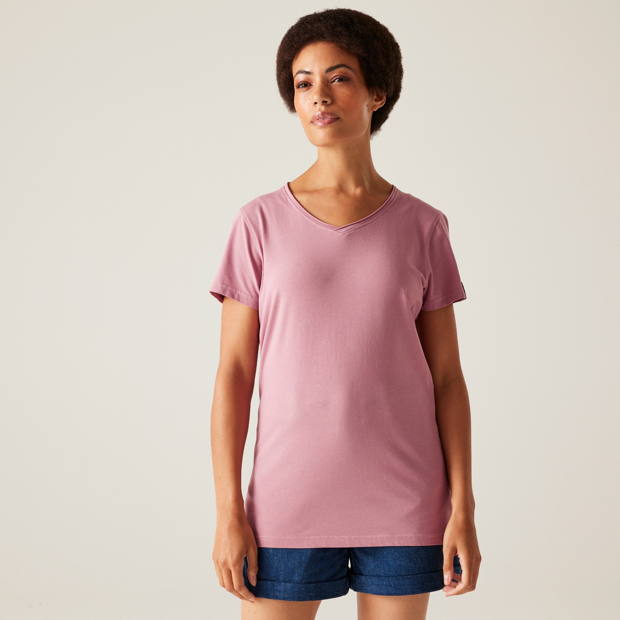 Regatta Damska koszulka Elkie V-Neck Różowy