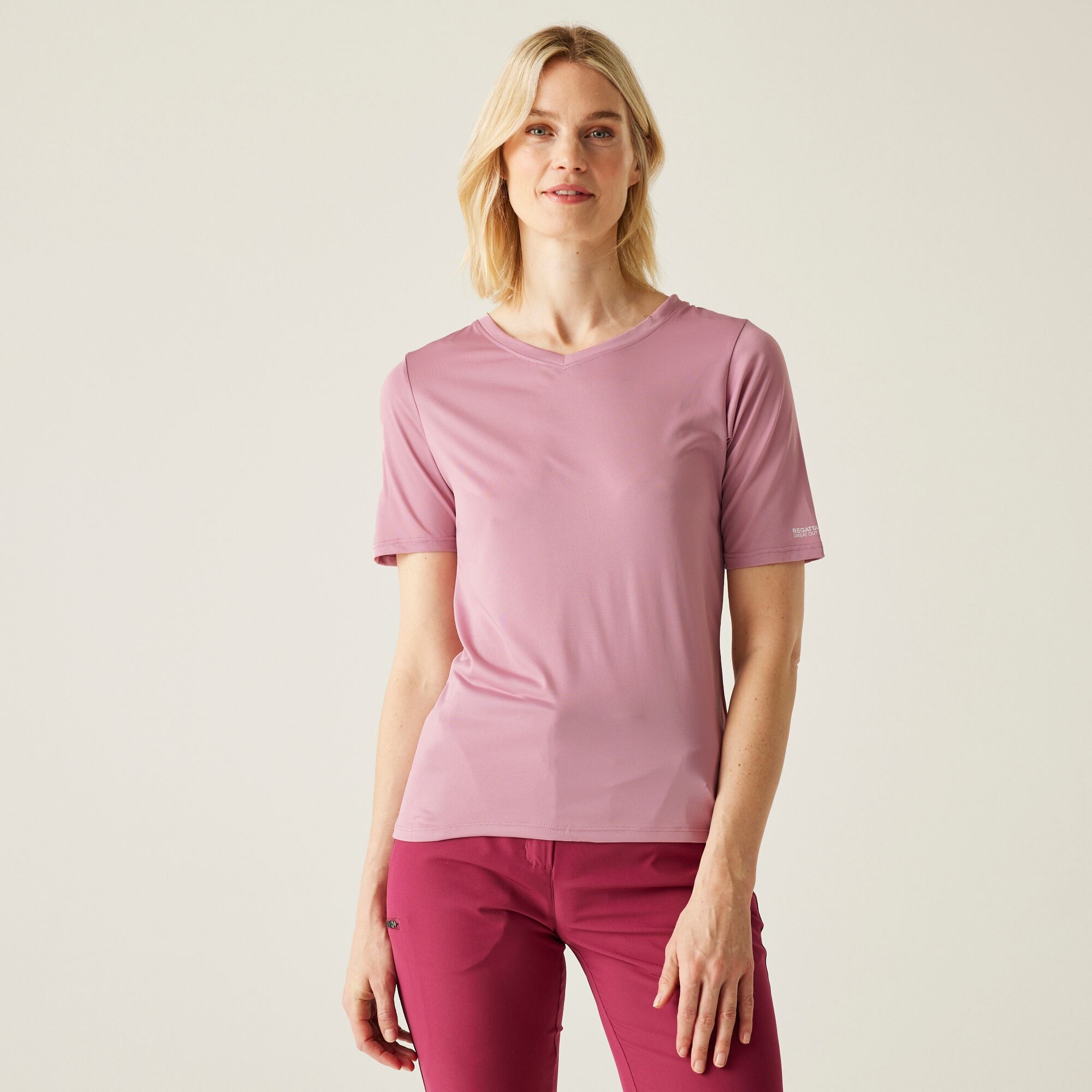 Regatta Damska Koszulka Fingal II V-neck Różowy, Rozmiar: 46