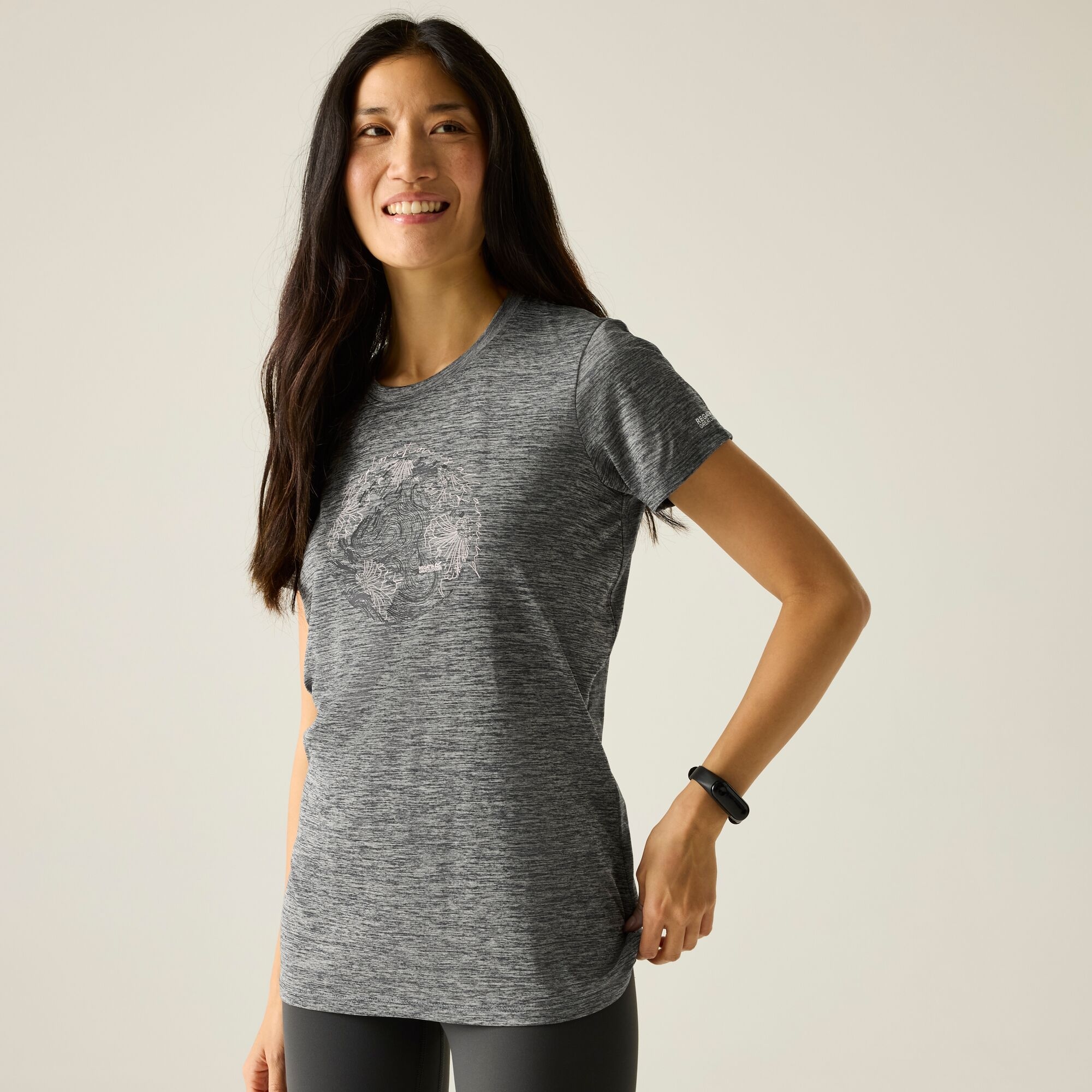 Regatta Women's Fingal Short Sleeved Graphic T-Shirt in Mid Grey | Size: 8 - Image 3