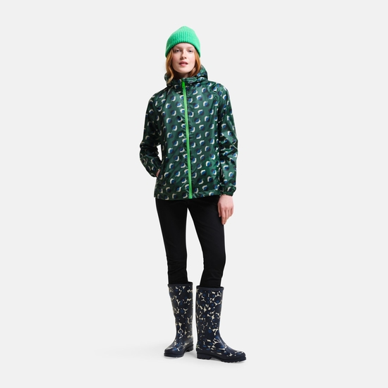 Orla Kiely - Damska kurtka kieszonkowa Summer Pack-It Czarny w zielony wzór