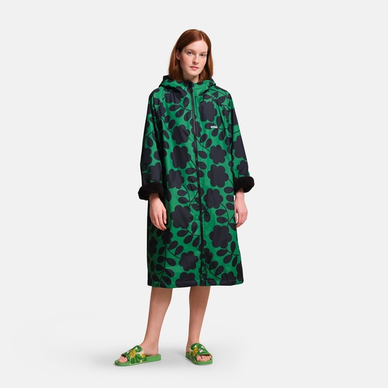 Orla Kiely - Damski płaszcz plażowy wodoodporny Changing Robe Zielony