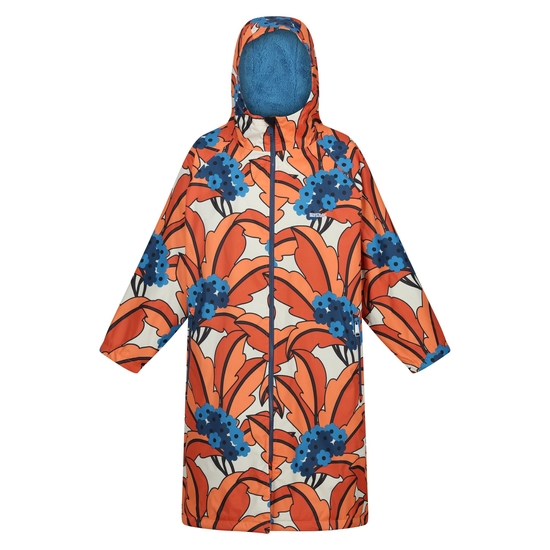 Orla Kiely - Damski płaszcz plażowy wodoodporny Changing Robe Pomarańczowy