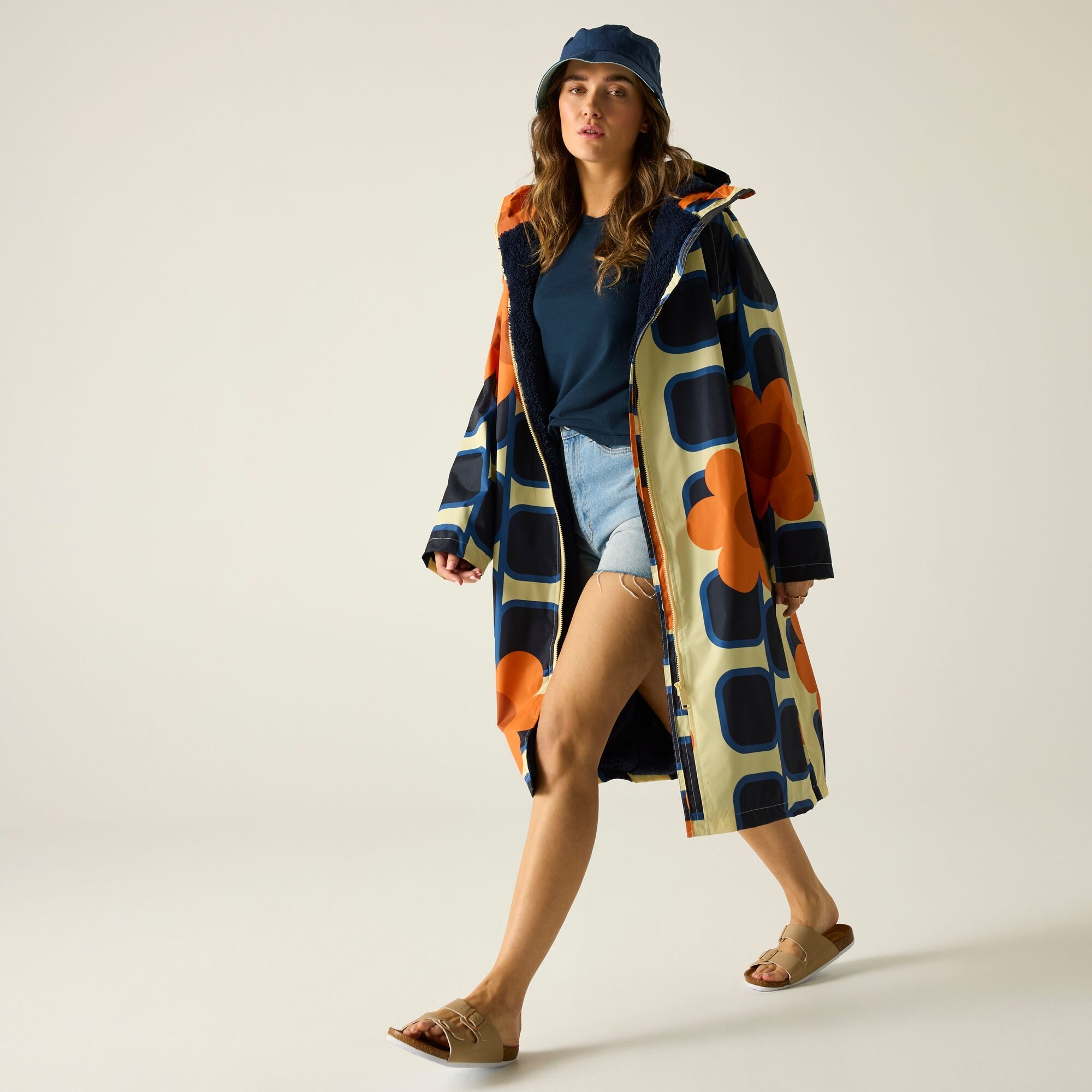 Regatta Orla Kiely Płaszcz do przebierania damski wodoodporny Changing Robe Beżowy