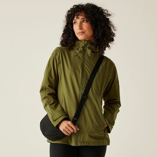 Women's Okara Waterproof Jacket Nephrite Green Camo Green