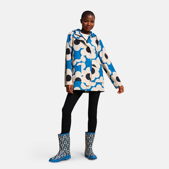 Orla Kiely Swing Waterproof II Jacket Blue Sixties Dasiy