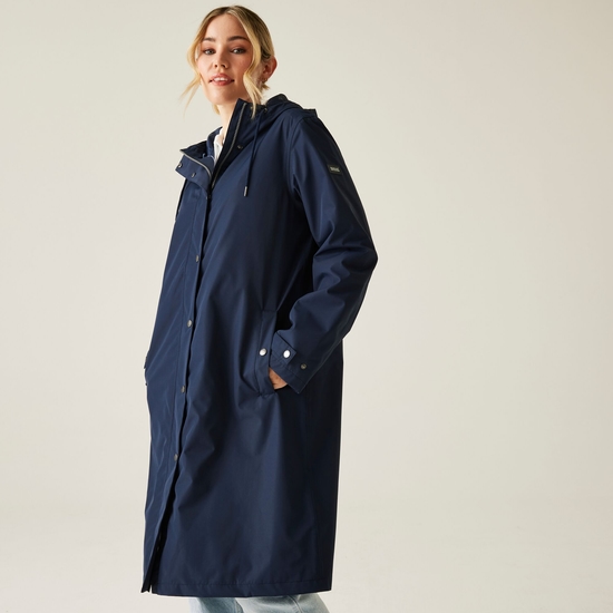 Veste longue imperméable Reinna pour femme bleu marine