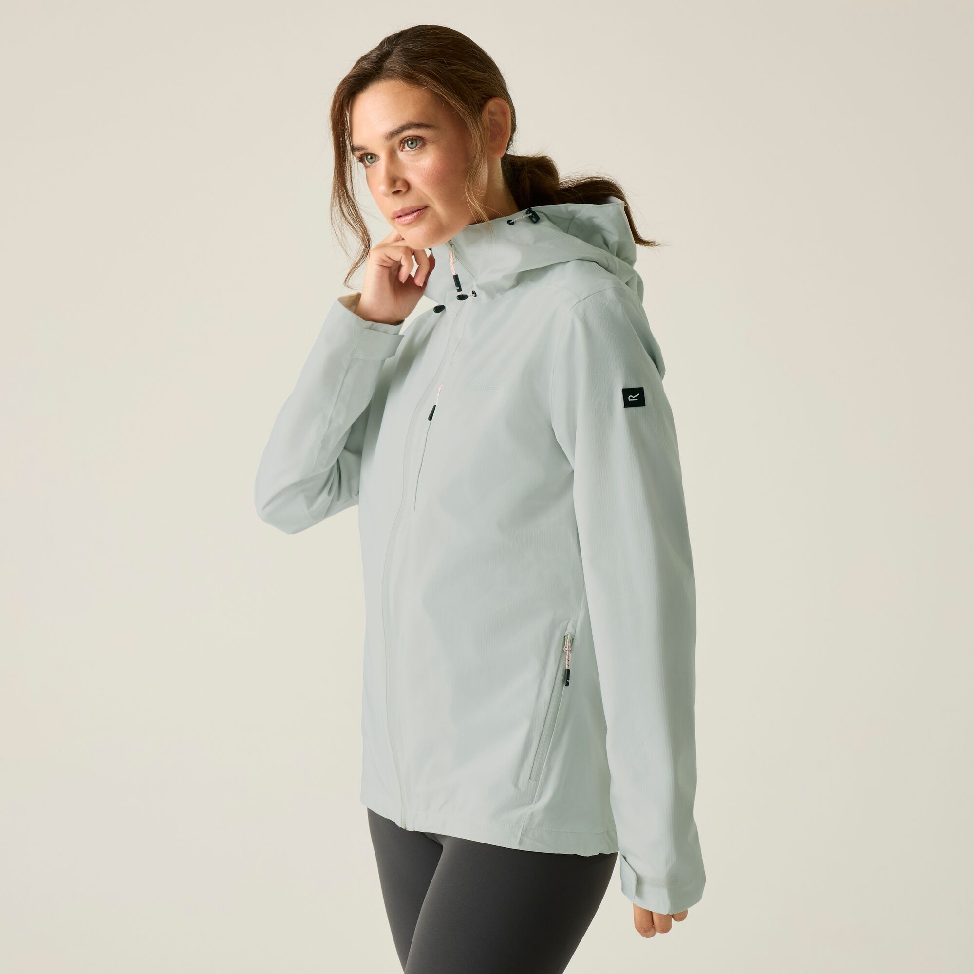 Regatta Women's Pale Grey Oklarna Hooded Walking Waterproof Jacket In | Size: 16 - Image 3