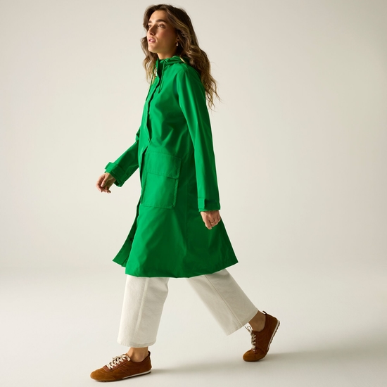 Orla Kiely Longer Length Waterproof Jacket Giant Square Flower Green