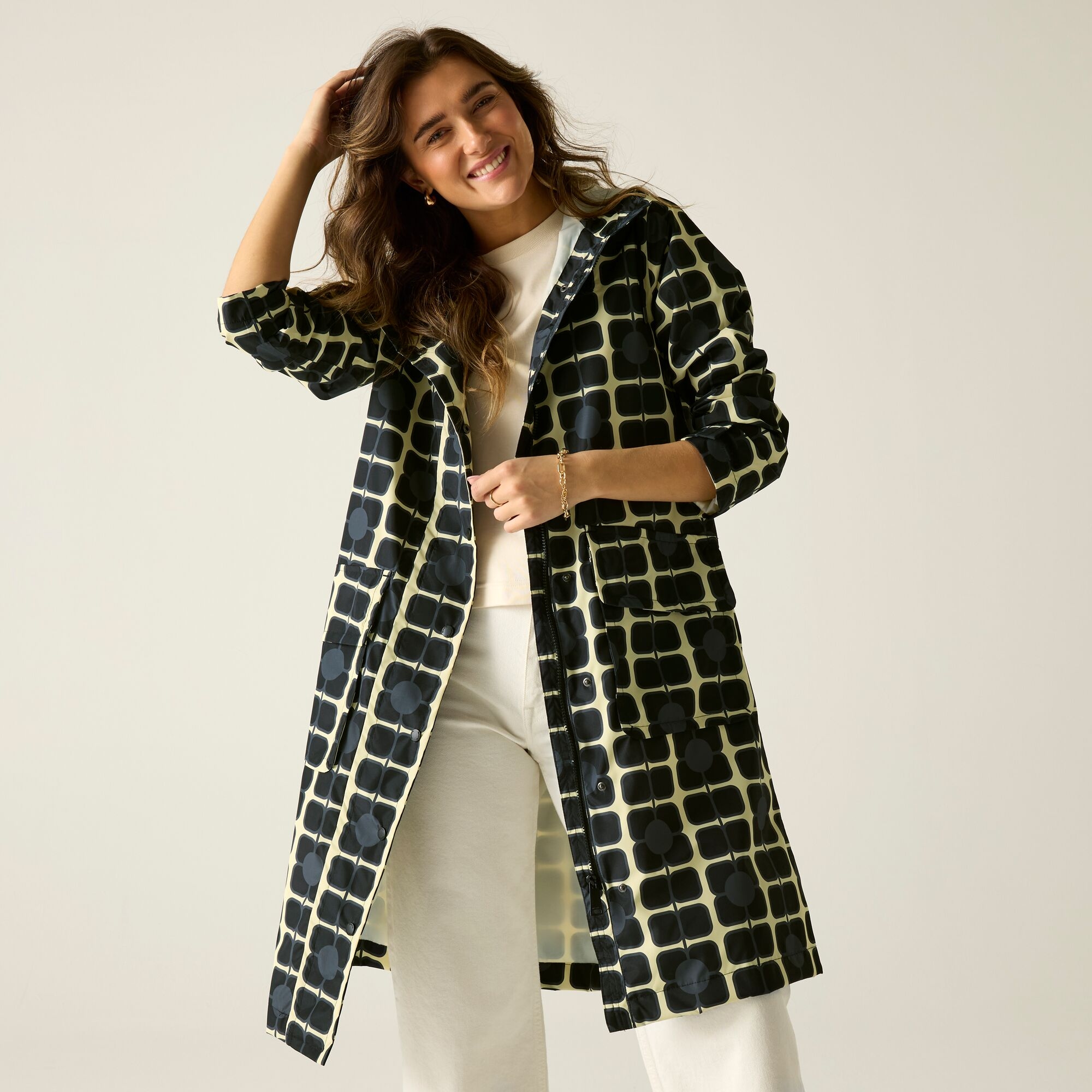 Regatta   Orla Kiely Kurtka damska przeciwdeszczowa Longer Beżowe