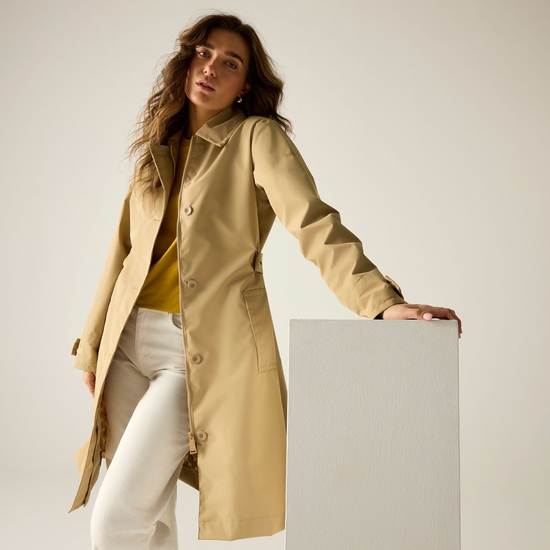 Orla Kiely Trench Waterproof Jacket Oat Multi Flower Yellow