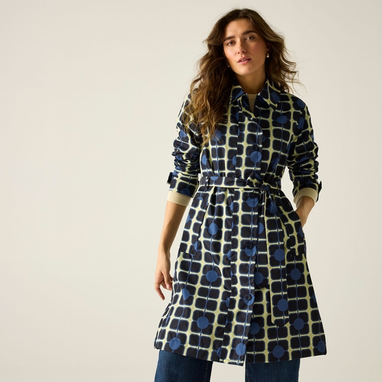 Orla Kiely Trench Waterproof Jacket Giant Poppy Navy
