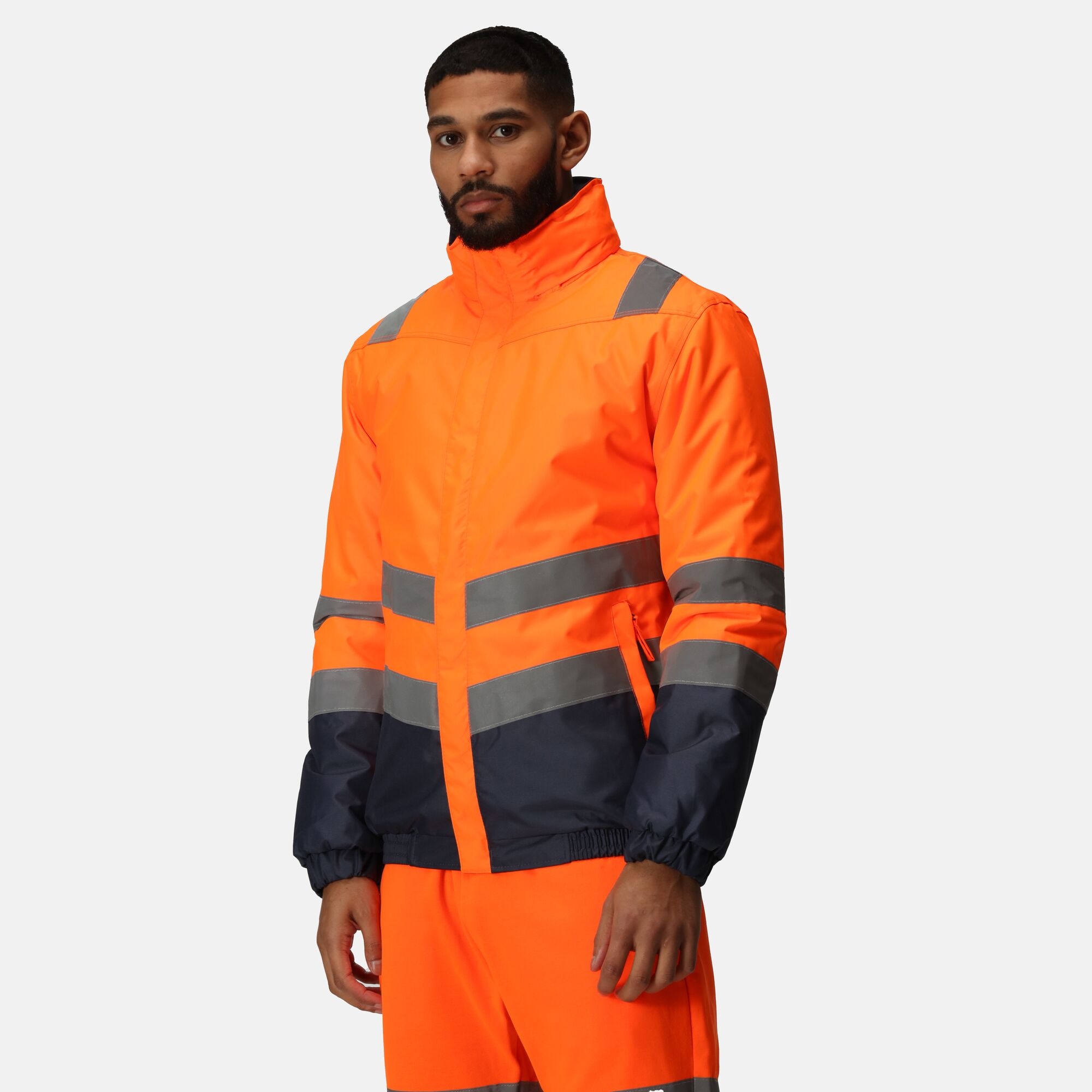 Regatta Professional Męska Kurtka Odblaskowa Pro Hivis Pomarańczowo-granatowy, Rozmiar: S