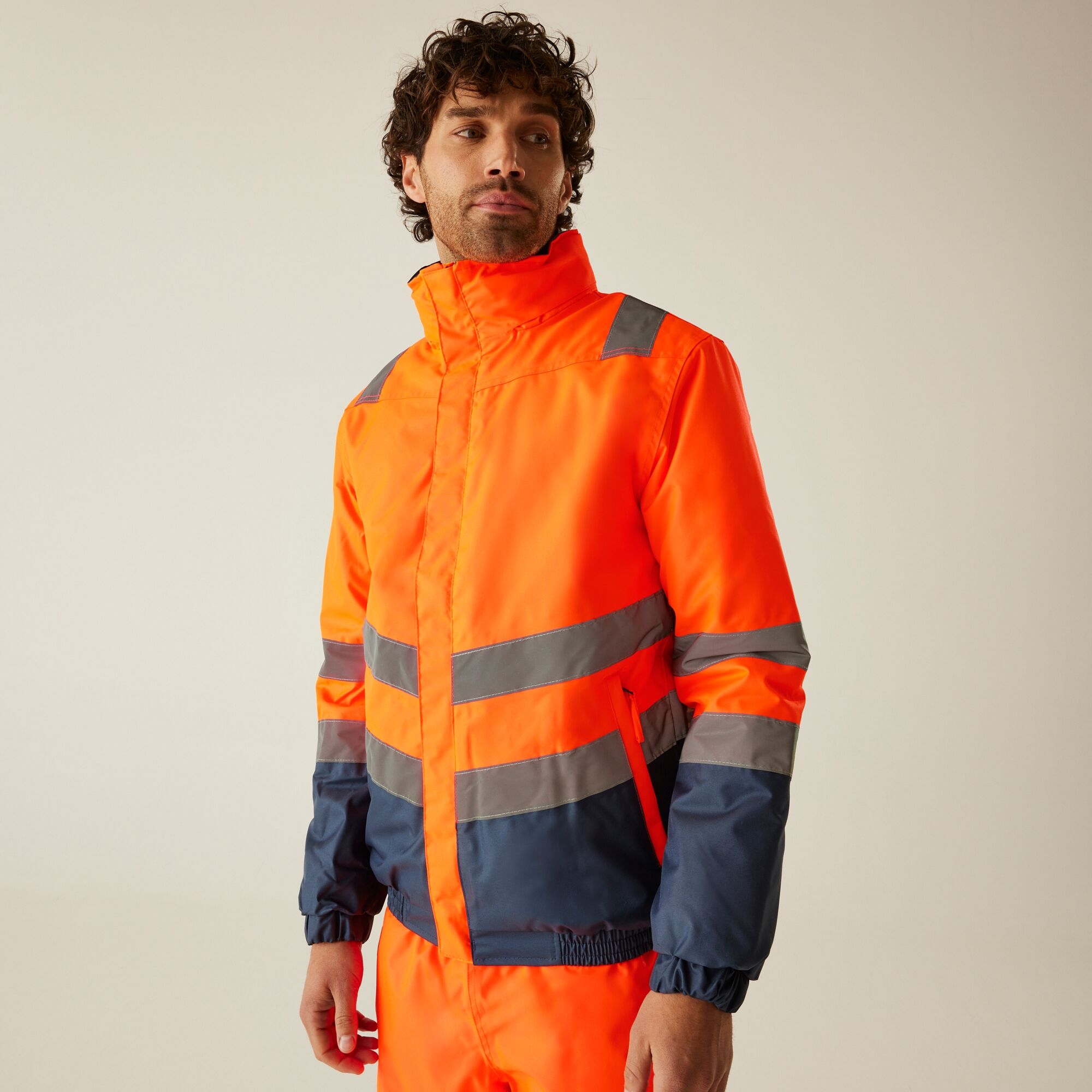 Regatta Professional Waterproof Hi-Vis Bomber Jacket Size: L Men's Orange