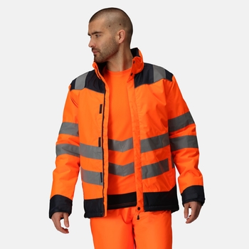 Men's Hi-Vis Powercell 5000 Thermogen Heated Jacket Orange Navy