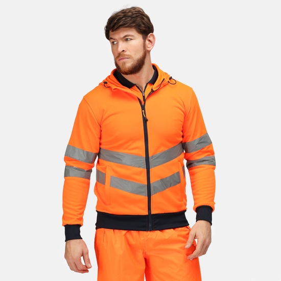 Męska bluza z kaputrem i suwakiem Hi Vis Pro Pomarańczowo-granatowy