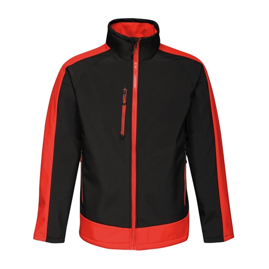 Men's Contrast 3 Layer Printable Softshell Jacket Black Classic Red