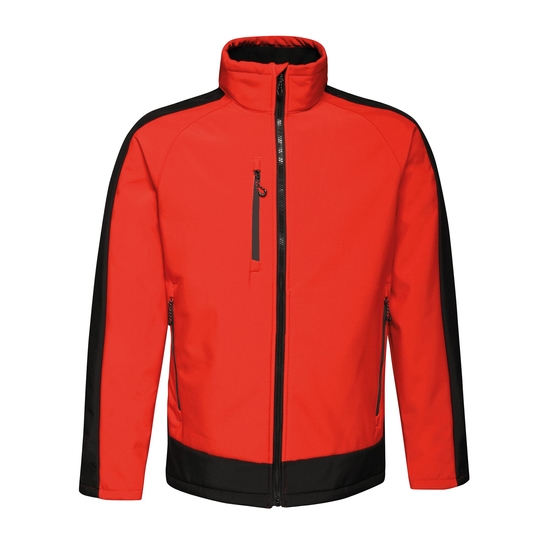 Men's Contrast 3 Layer Printable Softshell Jacket Classic Red Black
