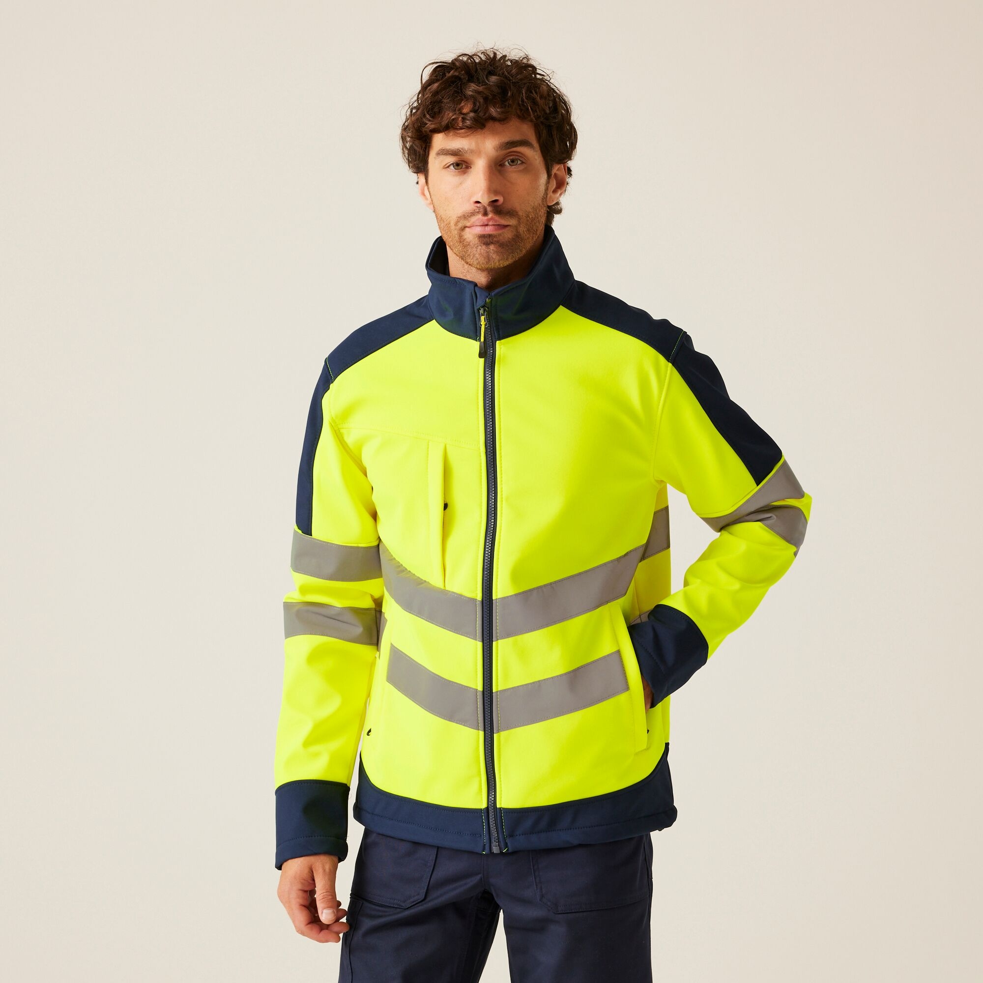 Regatta Men's Yellow Hi-Vis Pro 3-Layer Softshell Jacket In | : 3XL - Image 4