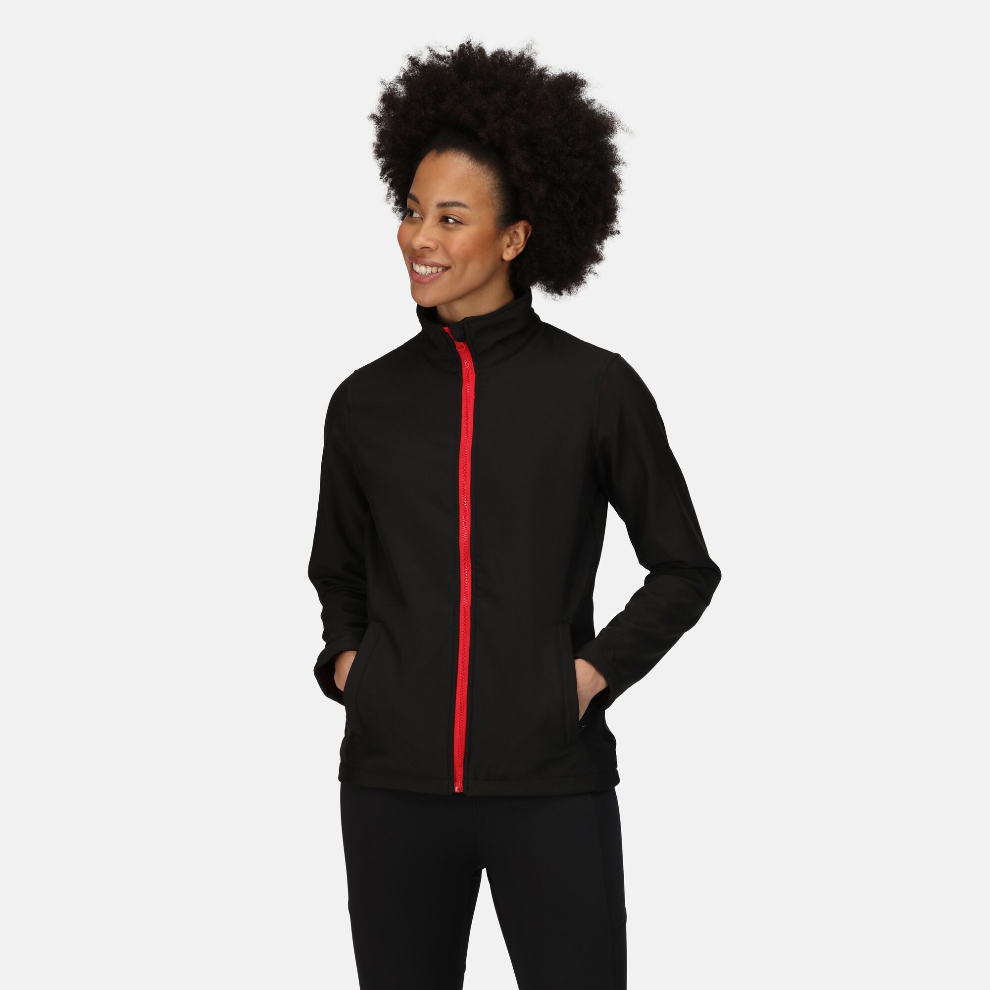 Regatta Professional Women's Breathable Ablaze Printable Softshell Jacket Black Classic Red, Size: 12