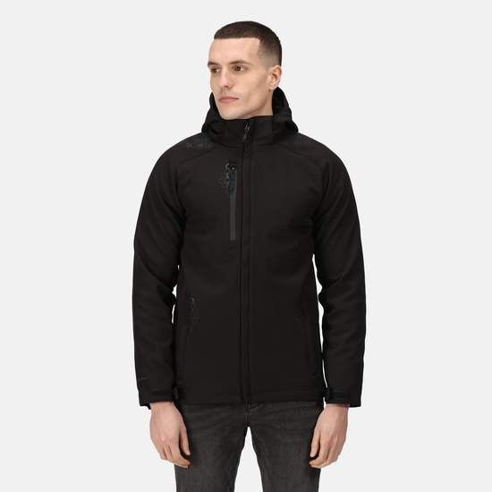 Men's Repeller Lined Softshell Hooded Jacket Black