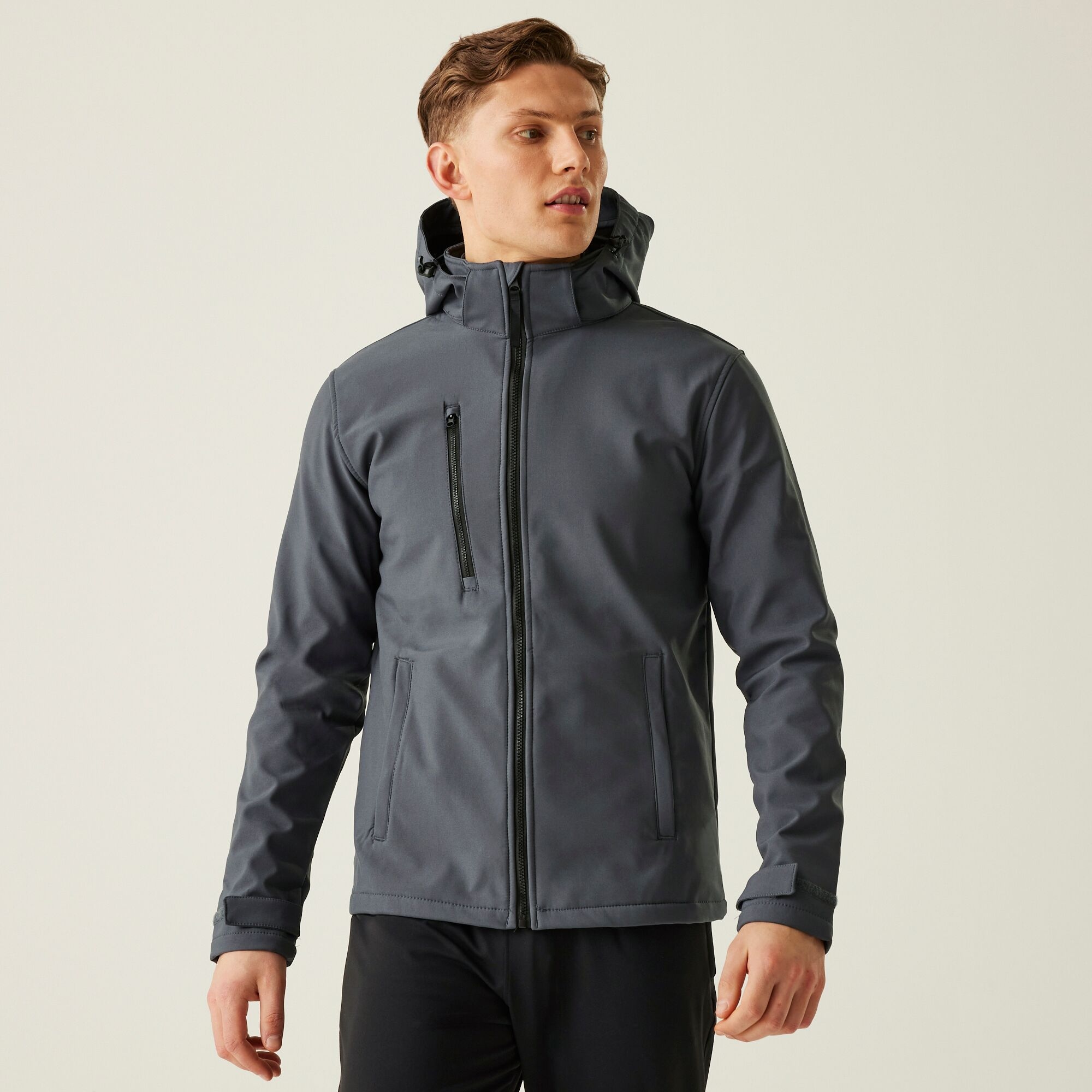 Męski softshell z kapturem Venturer Szaro-czarny