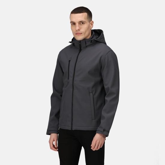 Men's Venturer 3 Layer Printable Hooded Softshell Jacket Seal Grey Black