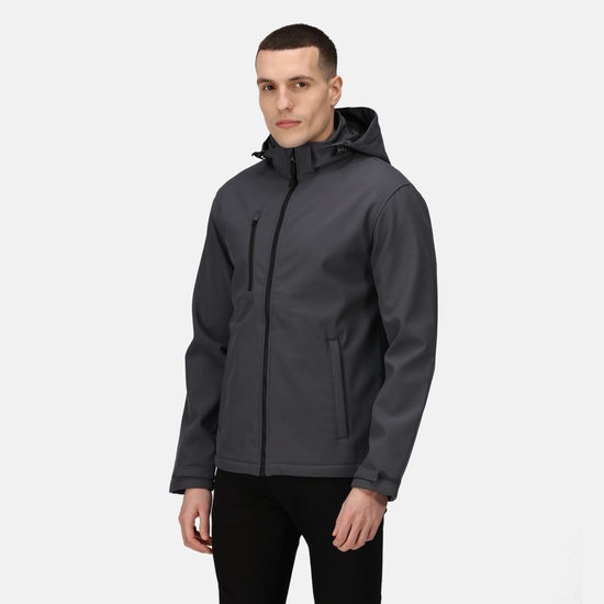 Męski softshell z kapturem Venturer Szaro-czarny