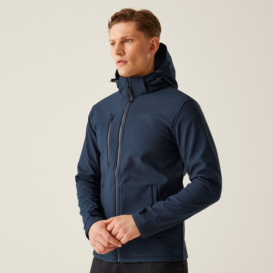 Men's Venturer 3 Layer Printable Hooded Softshell Jacket Navy