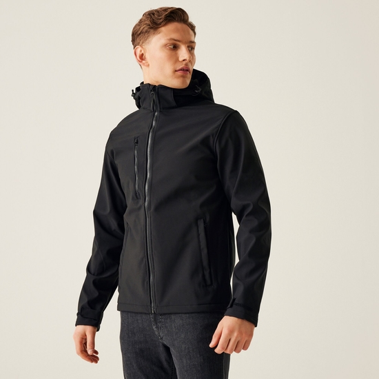 Men's Venturer 3 Layer Printable Hooded Softshell Jacket Black