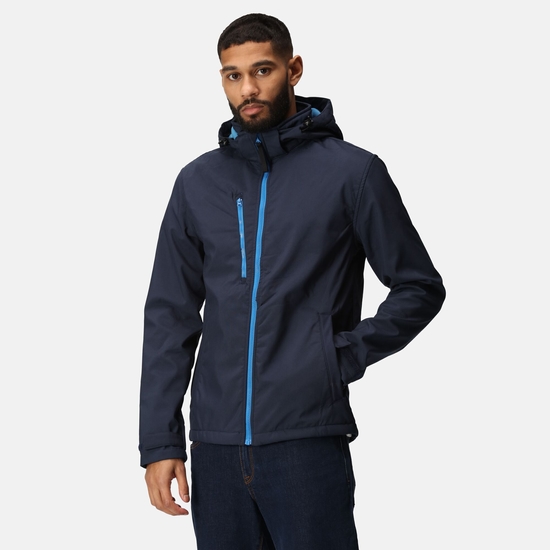 Men's Venturer 3 Layer Printable Hooded Softshell Jacket Navy French Blue