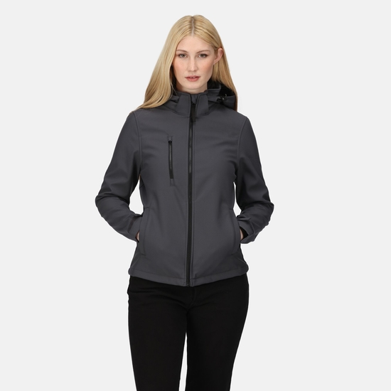 Women's Venturer 3-layer Printable Hooded Softshell Jacket Seal Grey Black