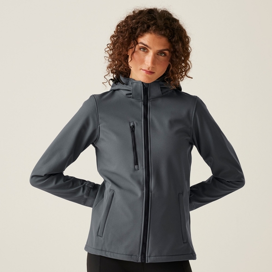 Women's Venturer 3-layer Printable Hooded Softshell Jacket Seal Grey Black