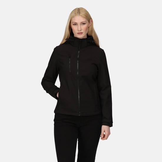 Veste Softshell 3 couches Femme Regatta Professional imprimable avec capuche Venturer Noir