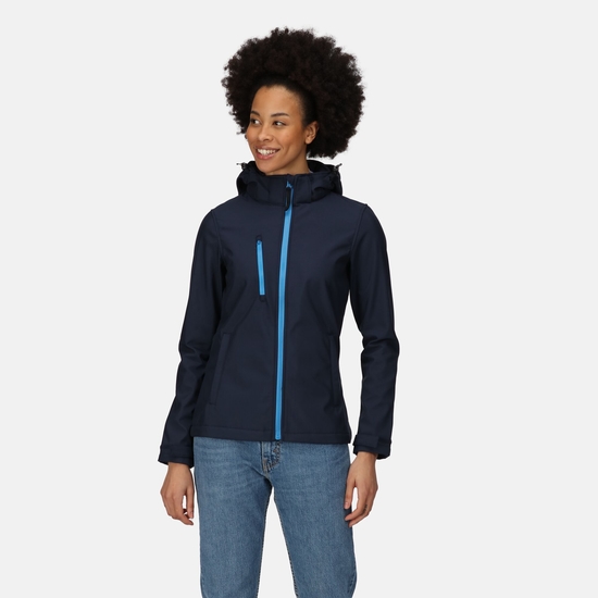 Women's Venturer 3-layer Printable Hooded Softshell Jacket Navy French Blue