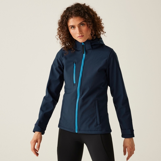 Venturer 3-lagige, bedruckbare Softshelljacke mit Kapuze für Damen Blau