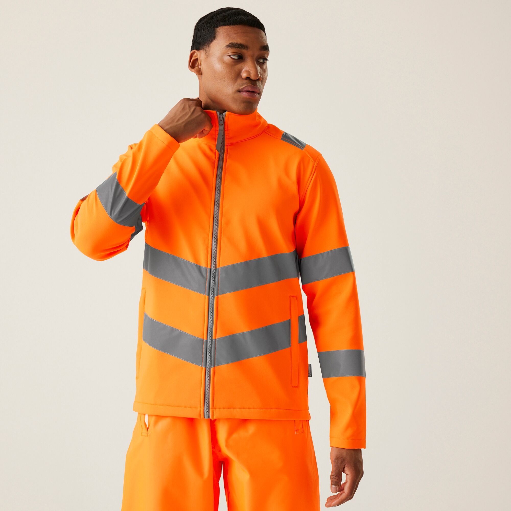 Men's Hi-Vis Pro Contract Ablaze 2 Layer Softshell Jacket Orange